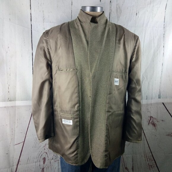 Trieste 48R 3 Button Olive Hopsack Suit Blazer Sport Coat - Picture 10 of 10